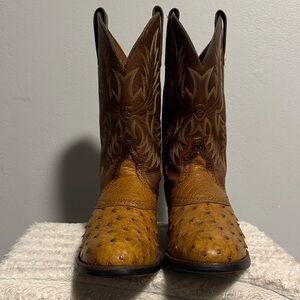 Real Ariat ostrich Brown Leather Cowboy Boots